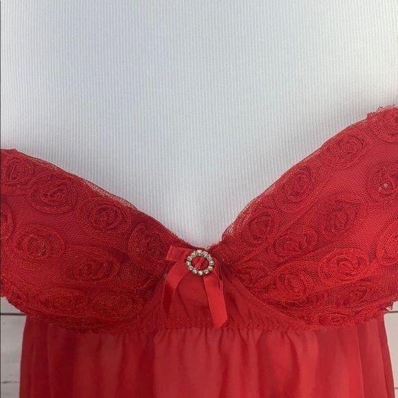 Seductive Wear Red Sheer Medium Babydoll‎ Lingerie night gown - Picture 7 of 10